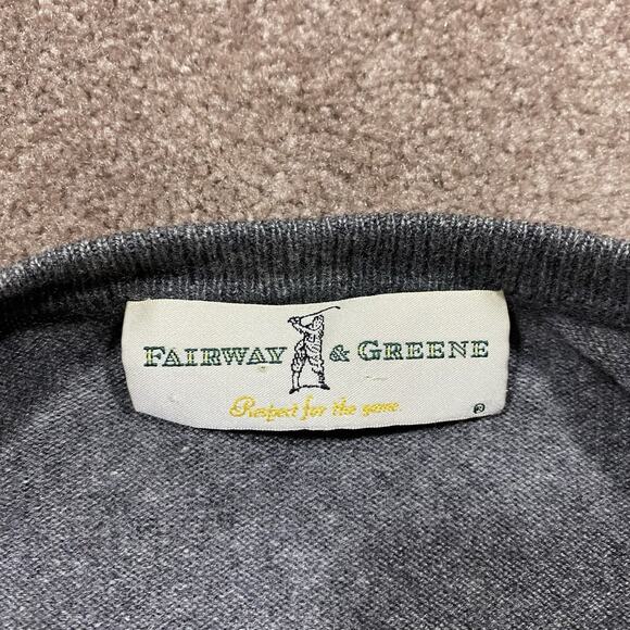 Fairway Greene Cashmere Sweater L Hong Kong Gray 100% Cashmere V Neck - Picture 4 of 9